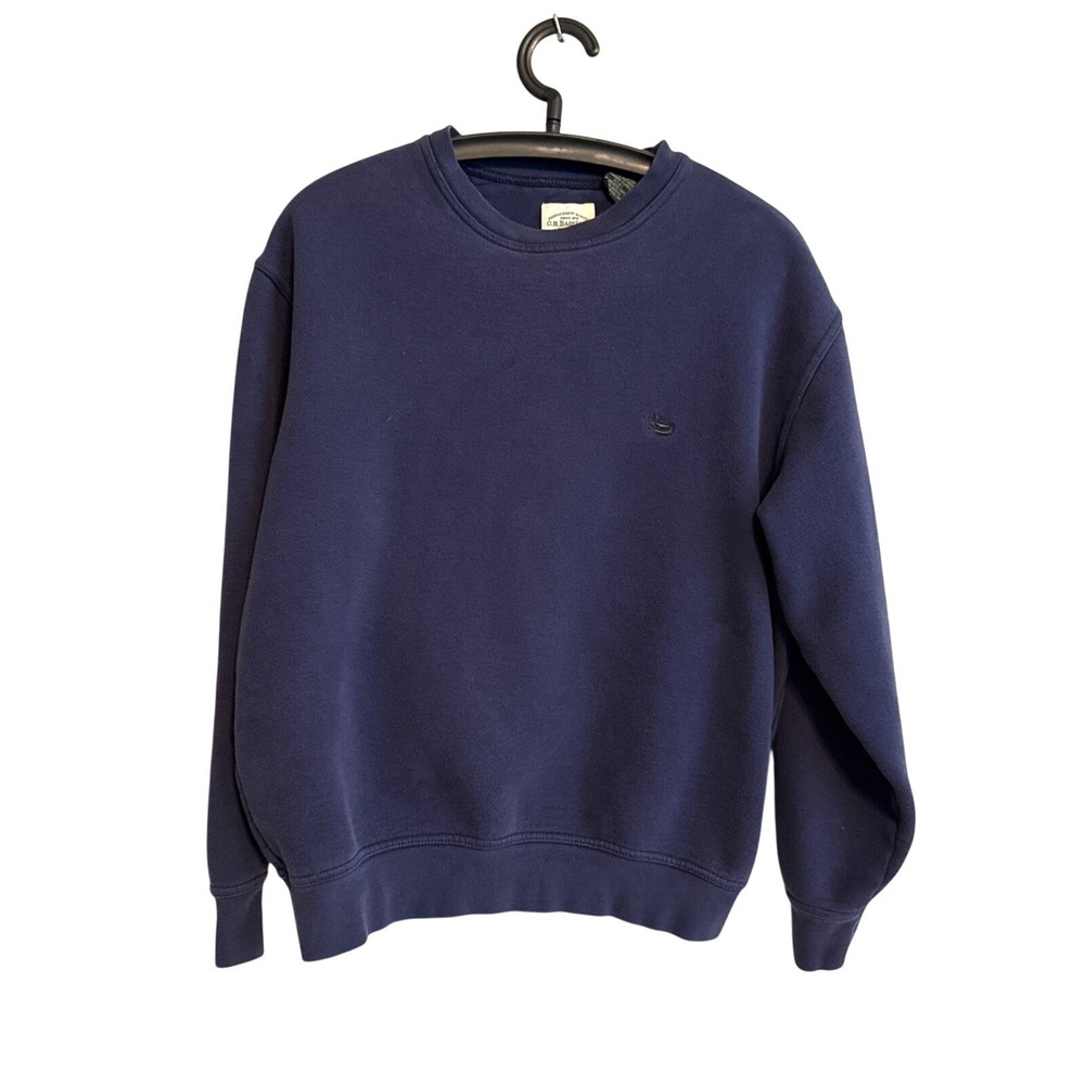GH Bass & Co Mens Blue Pullover Crewneck S Long Sleeve Outdoors Trails Utility